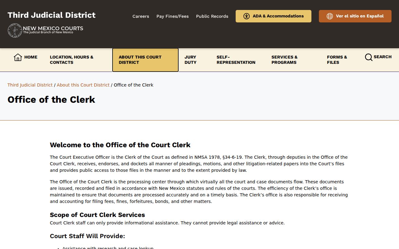 Doña Ana County warrant lookup Third District Clerk public access page