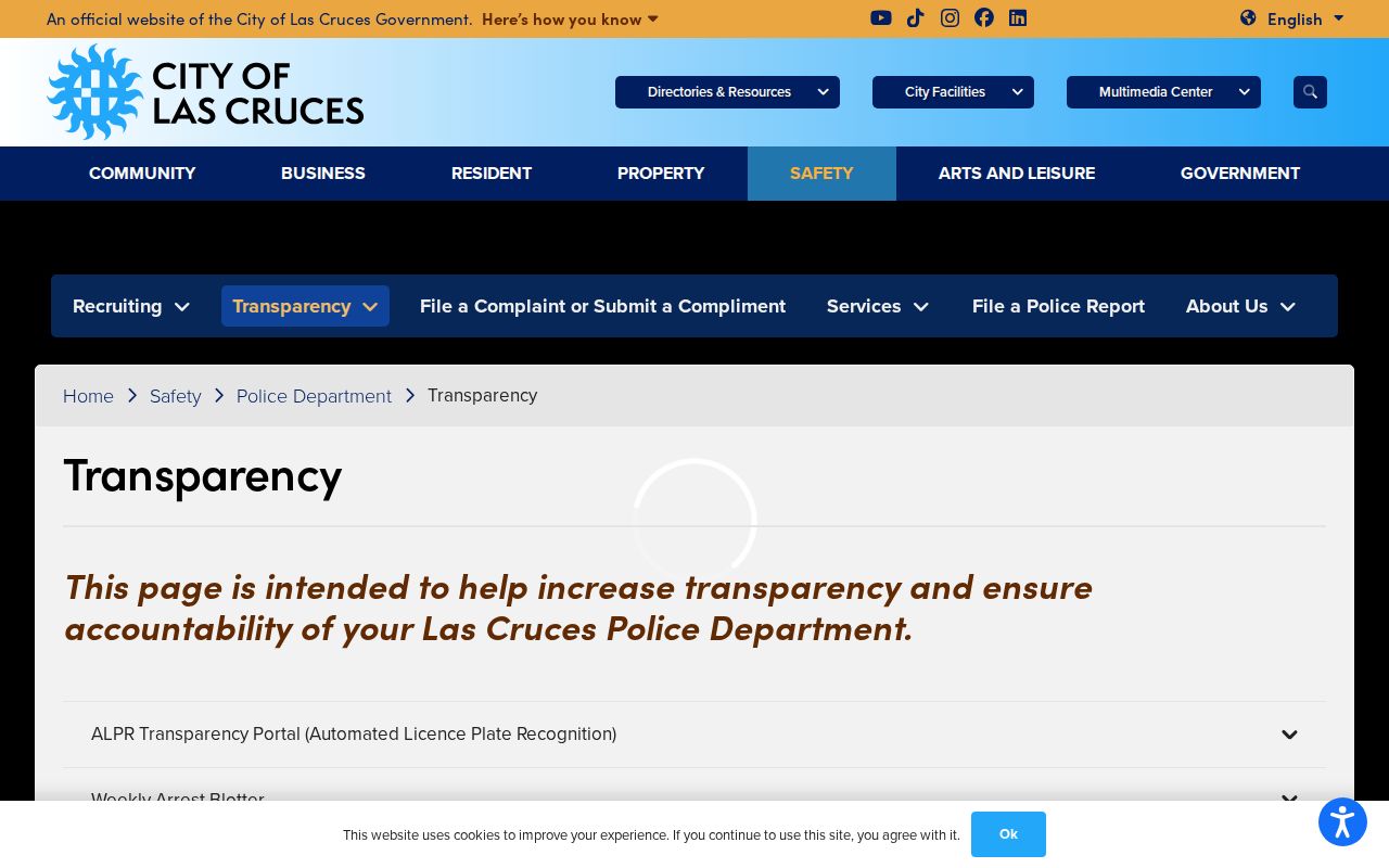 Doña Ana County arrest warrant LCPD transparency page header