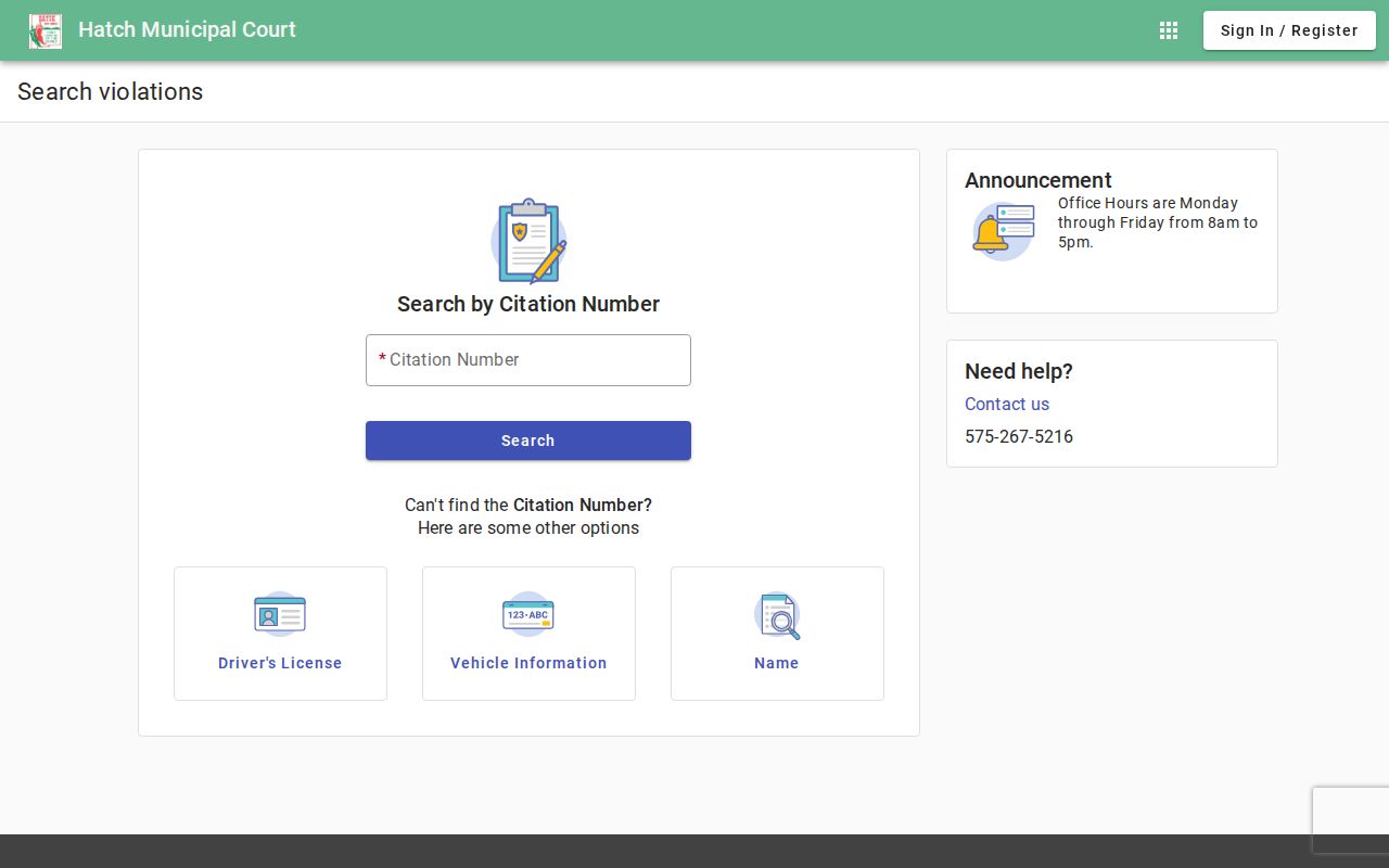 Hatch warrant search blank municipal citation portal