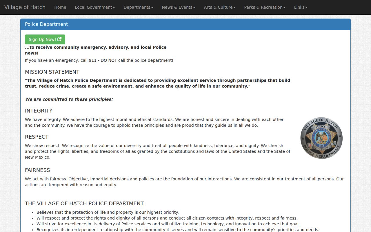 Hatch warrant search village public safety complex